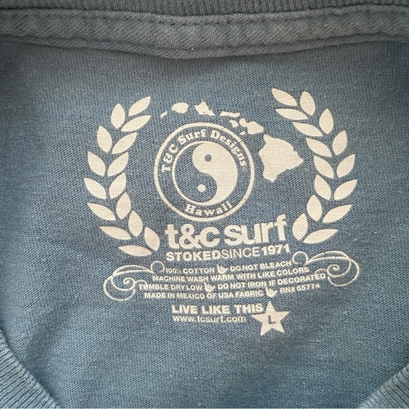 T&C Surf Designs Hawaii Tee Shirt Hawaiian Islands Men L Large - Picture 5 of 6